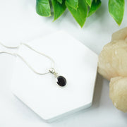 Garnet Silver Pendant : Small Oval - Love Rocks